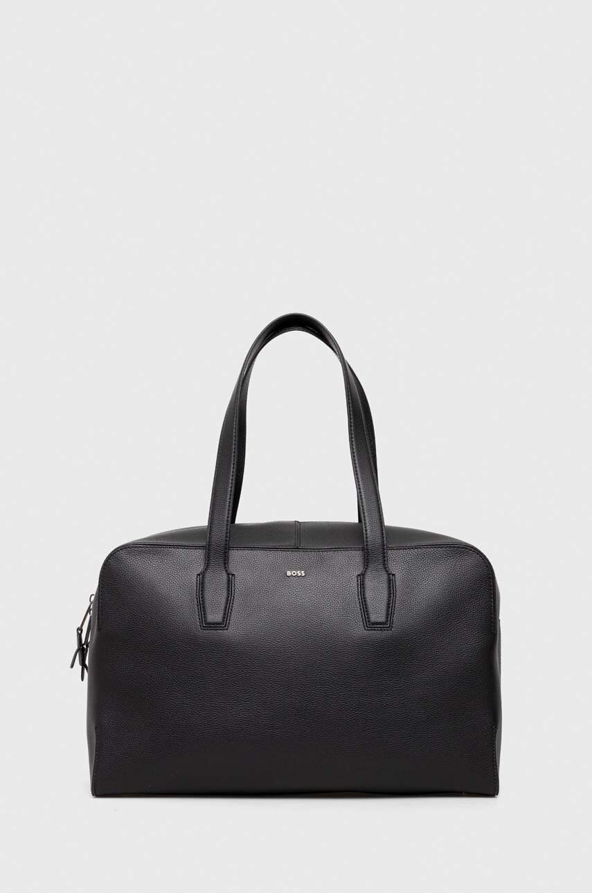 E-shop Kožená taška BOSS černá barva