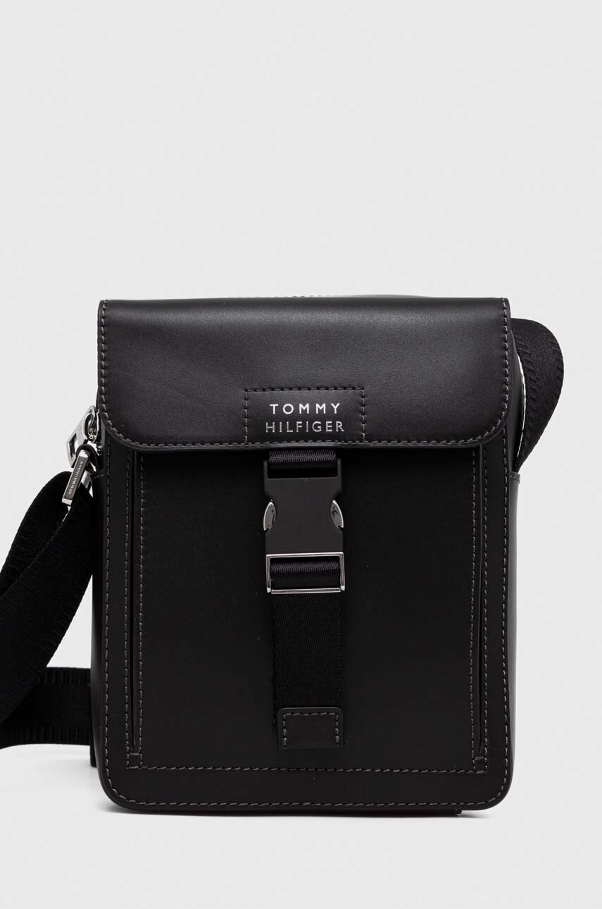 

Кожаная сумка Tommy Hilfiger цвет чёрный