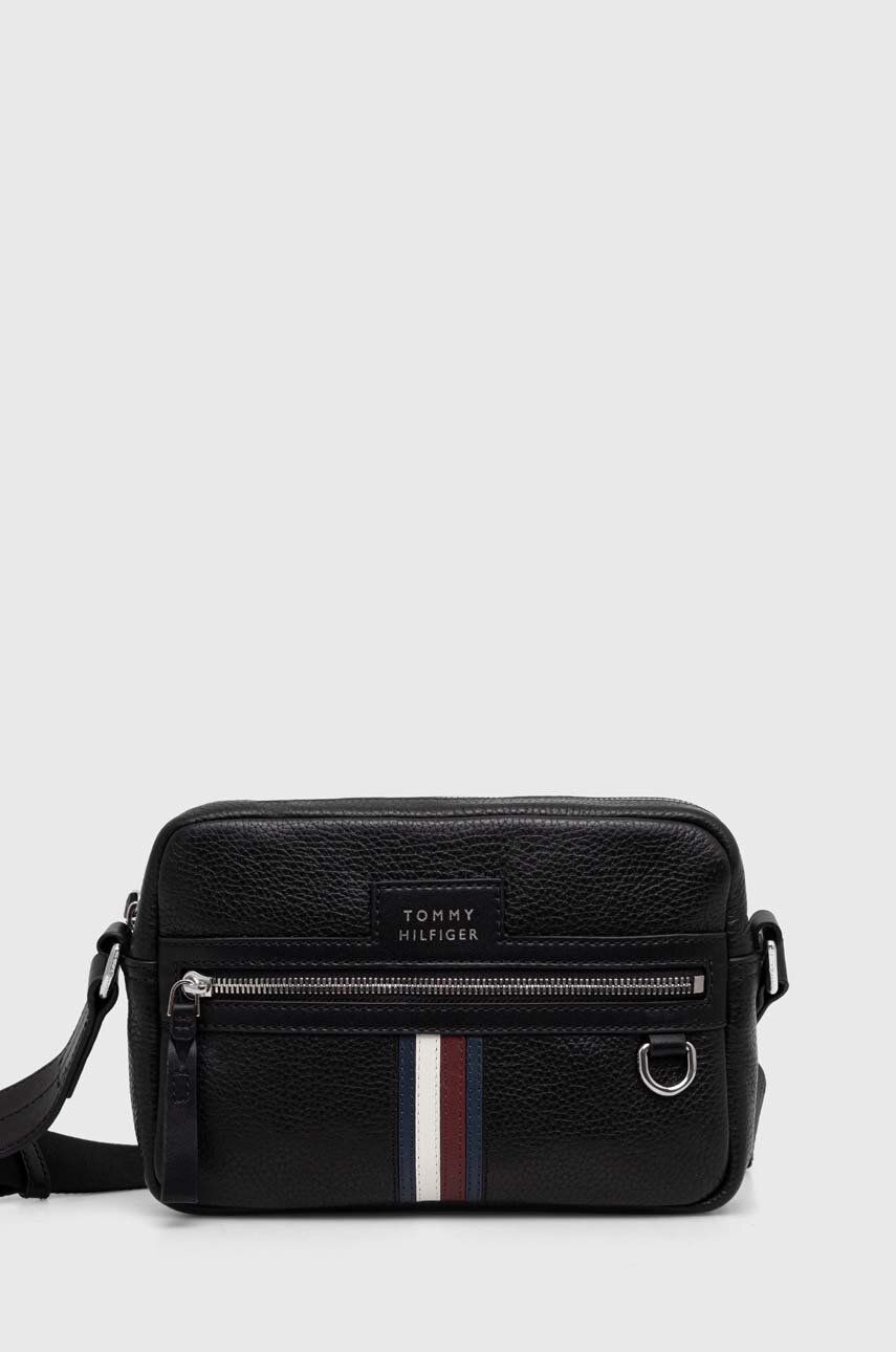 E-shop Kožená taška Tommy Hilfiger černá barva