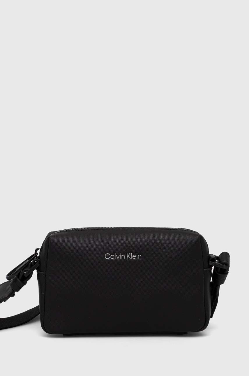 Levně Ledvinka Calvin Klein pánská, černá barva, K50K511214