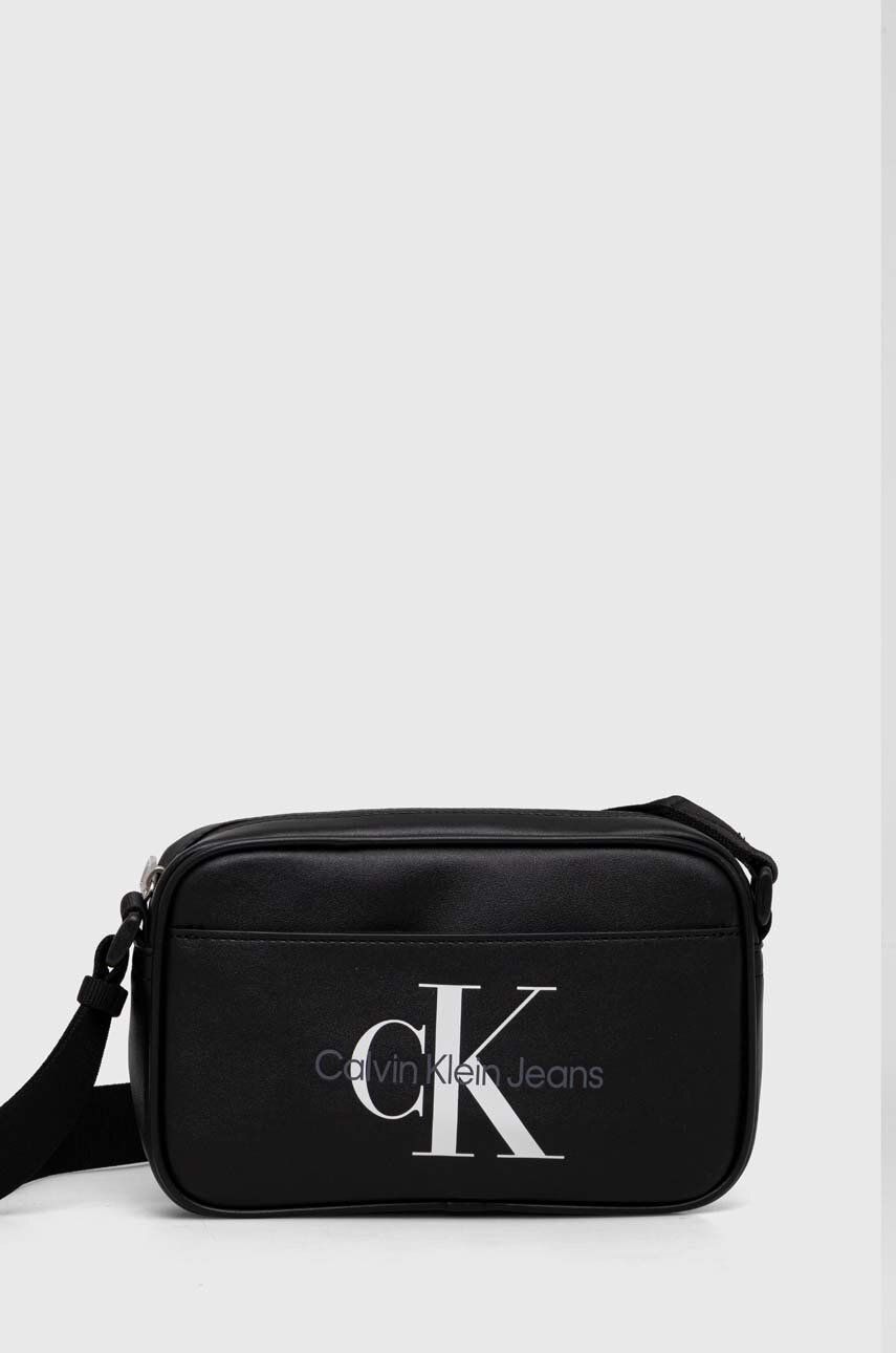 Levně Ledvinka Calvin Klein Jeans pánská, černá barva, K50K511521