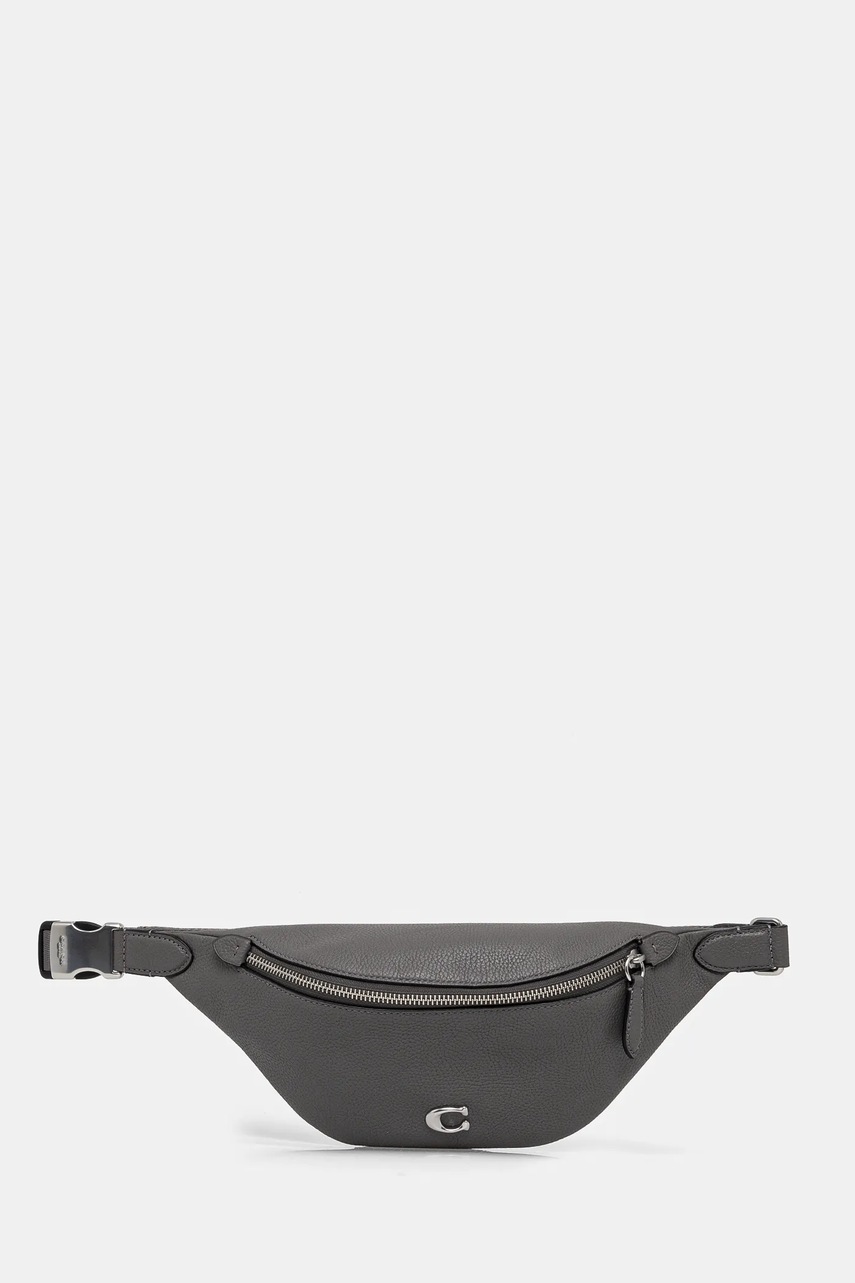 

Кожена чанта за кръст Coach в сиво, Сив