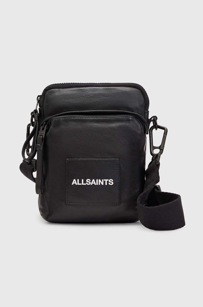 AllSaints borseta de piele Falcon culoarea negru