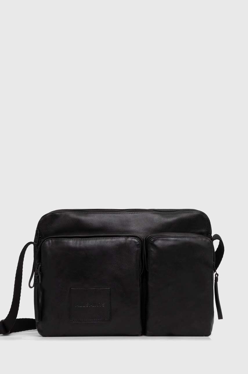 Levně Kožená taška AllSaints černá barva