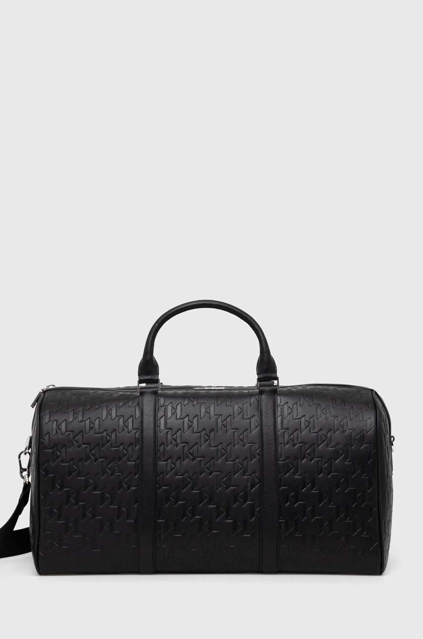 Levně Kožená taška Karl Lagerfeld černá barva