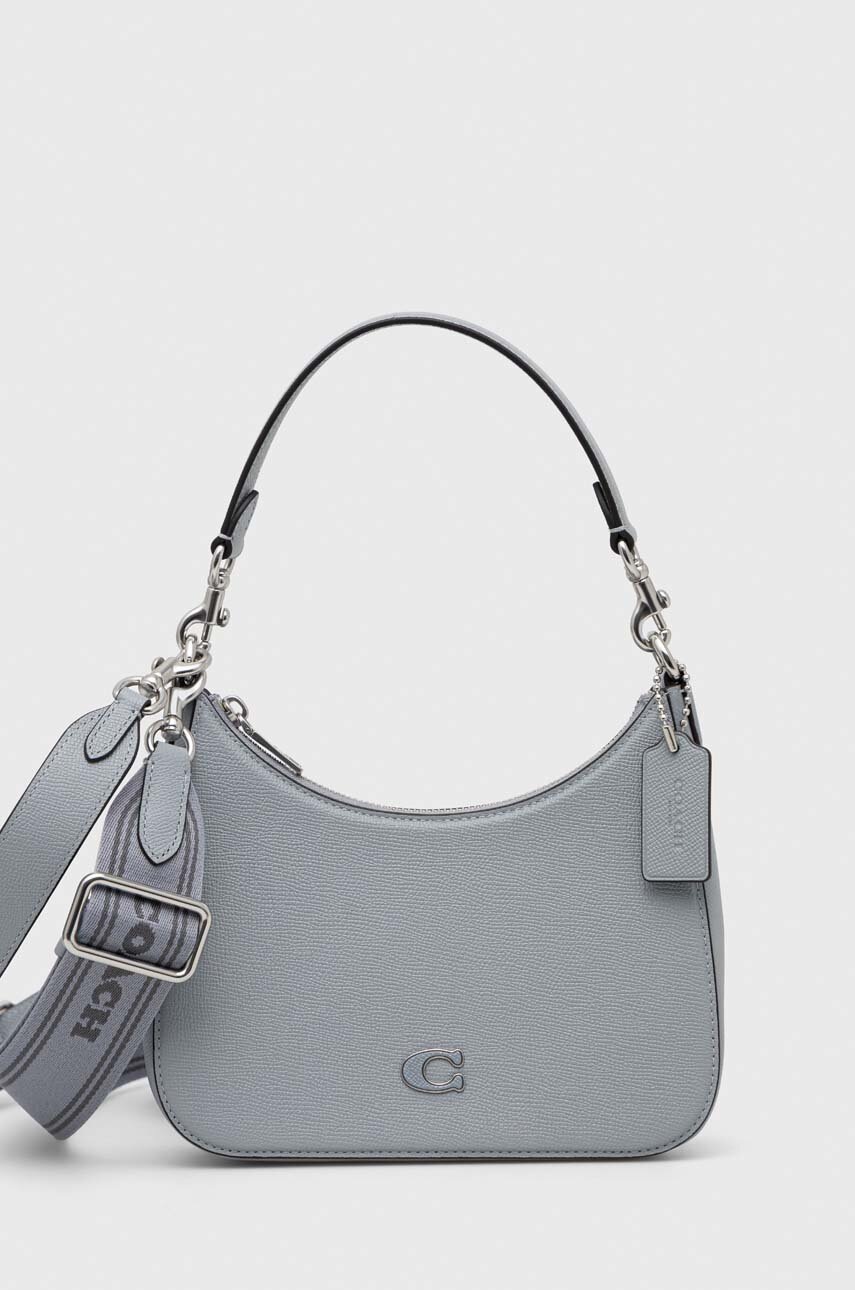 

Кожаная сумка Coach цвет серый