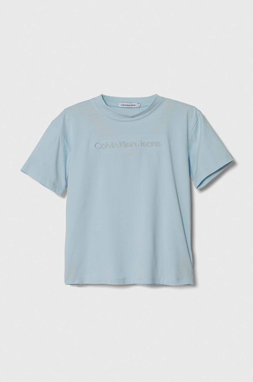 

Детска тениска Calvin Klein Jeans в синьо с апликация, Син