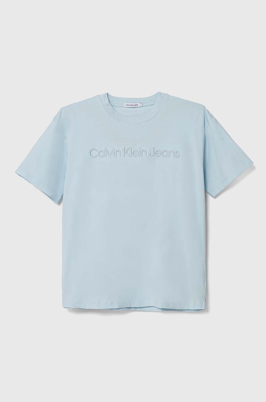 

Детска тениска Calvin Klein Jeans в синьо с апликация, Син