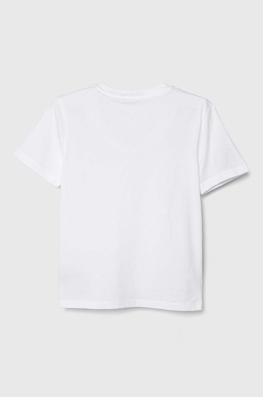 Детская хлопковая футболка Calvin Klein Jeans цвет белый однотонная