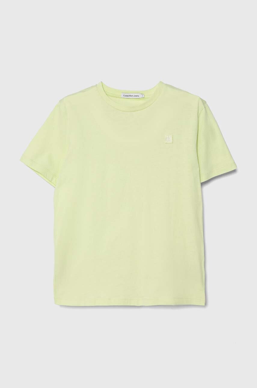

Детска памучна тениска Calvin Klein Jeans в зелено с изчистен дизайн, Зелен