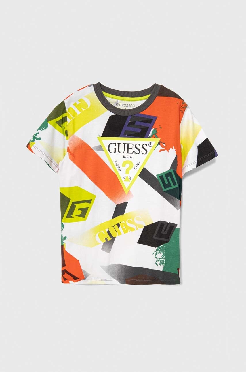 

Детская хлопковая футболка Guess узорный