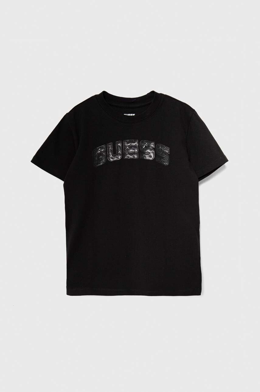 

Детская футболка Guess цвет чёрный с принтом