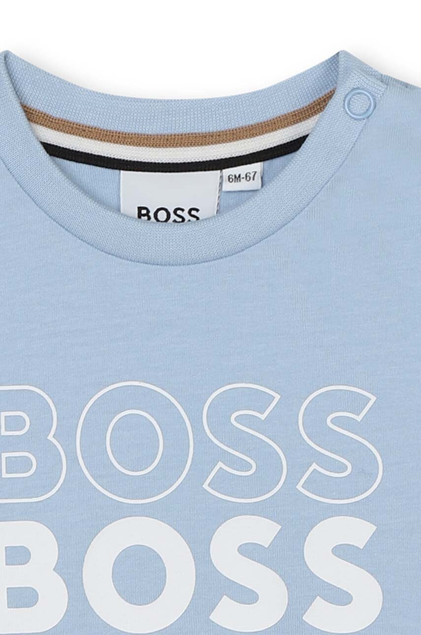Детская хлопковая футболка BOSS с принтом