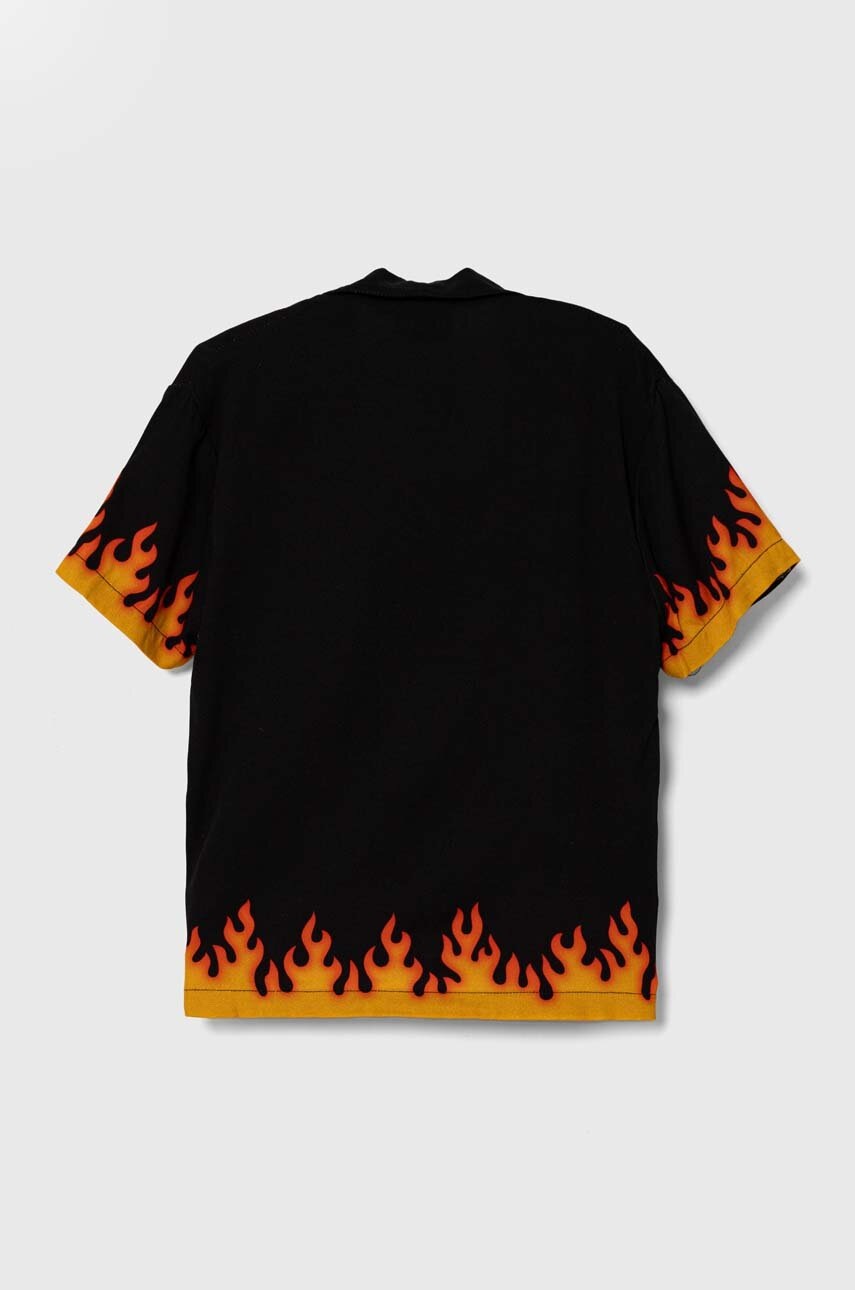 Детская хлопковая рубашка HUGO цвет чёрный