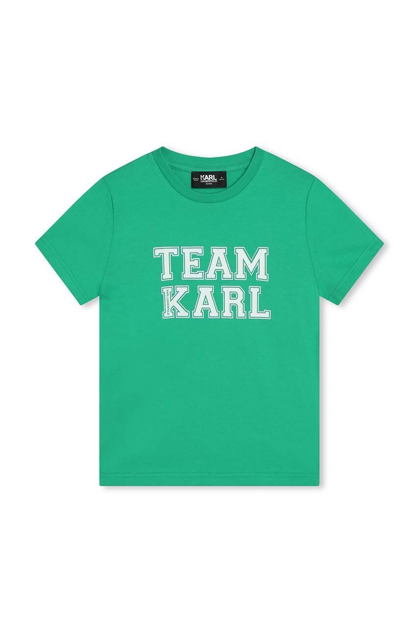 Karl Lagerfeld tricou de bumbac pentru copii culoarea turcoaz, cu imprimeu