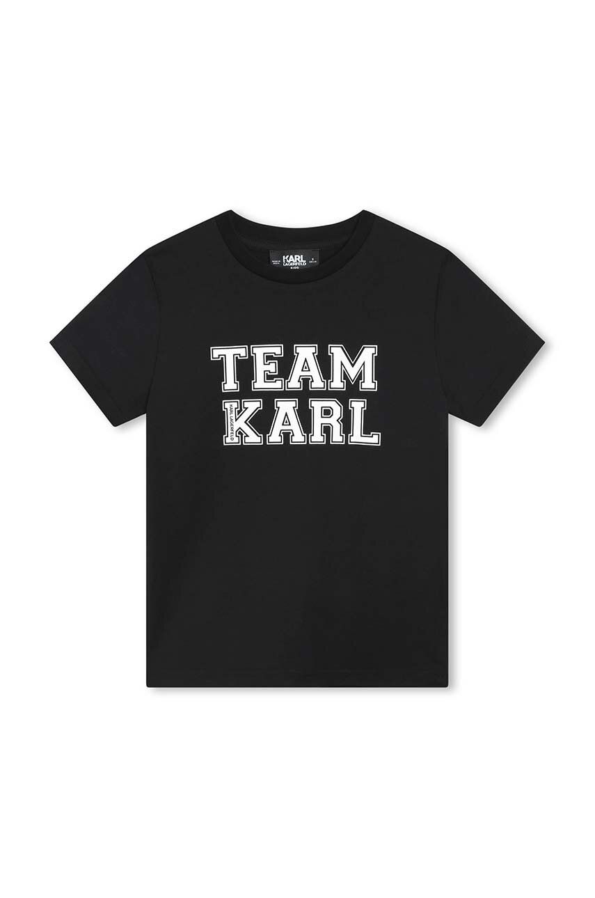 Karl Lagerfeld tricou de bumbac pentru copii culoarea negru, cu imprimeu