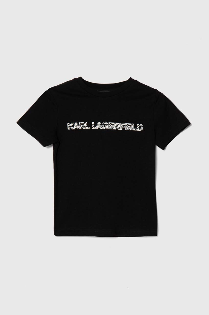 Karl Lagerfeld tricou de bumbac pentru copii culoarea negru, cu imprimeu