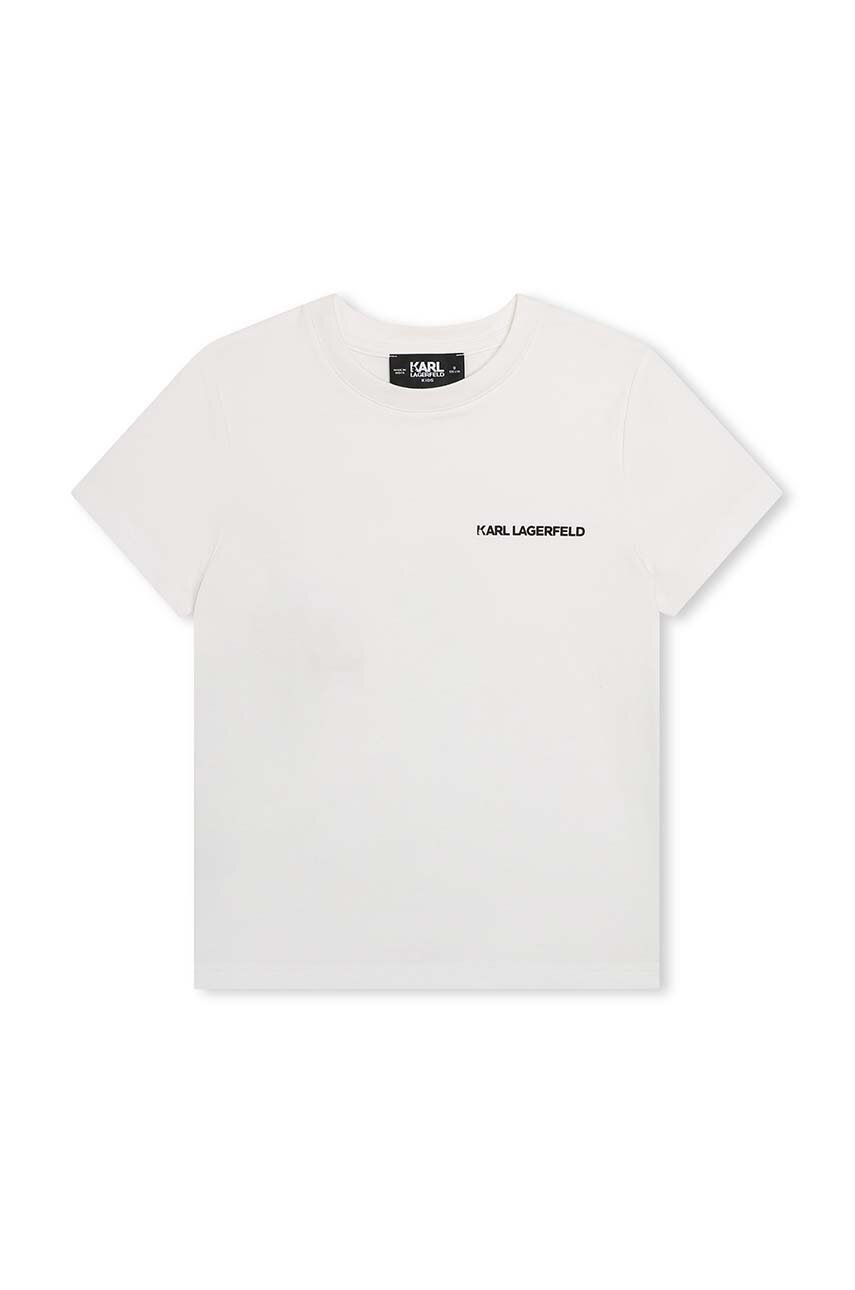 Дитяча бавовняна футболка Karl Lagerfeld колір білий з принтом