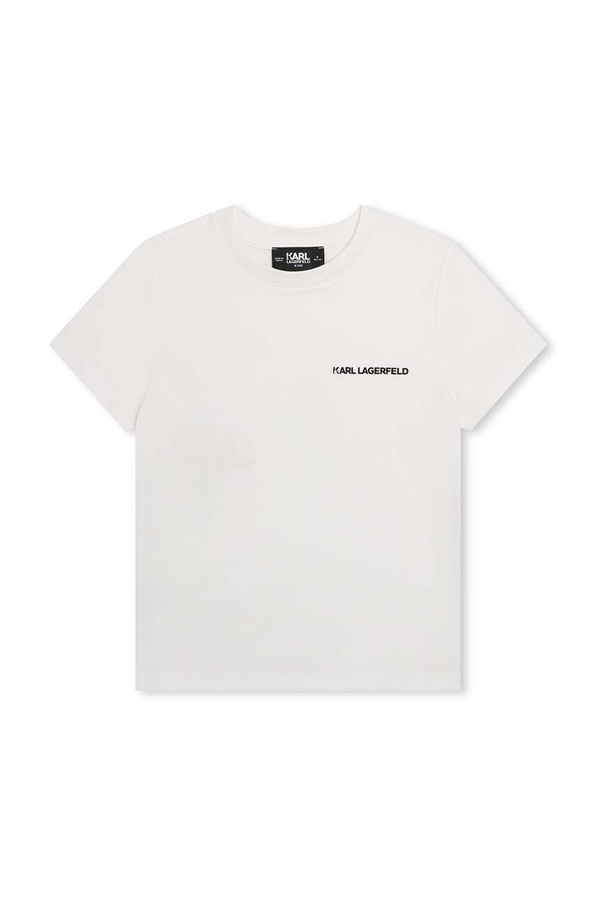 Дитяча бавовняна футболка Karl Lagerfeld колір білий з принтом в Чернігові Дитяча бавовняна футболка Karl Lagerfeld колір білий з принтом в Чернігові