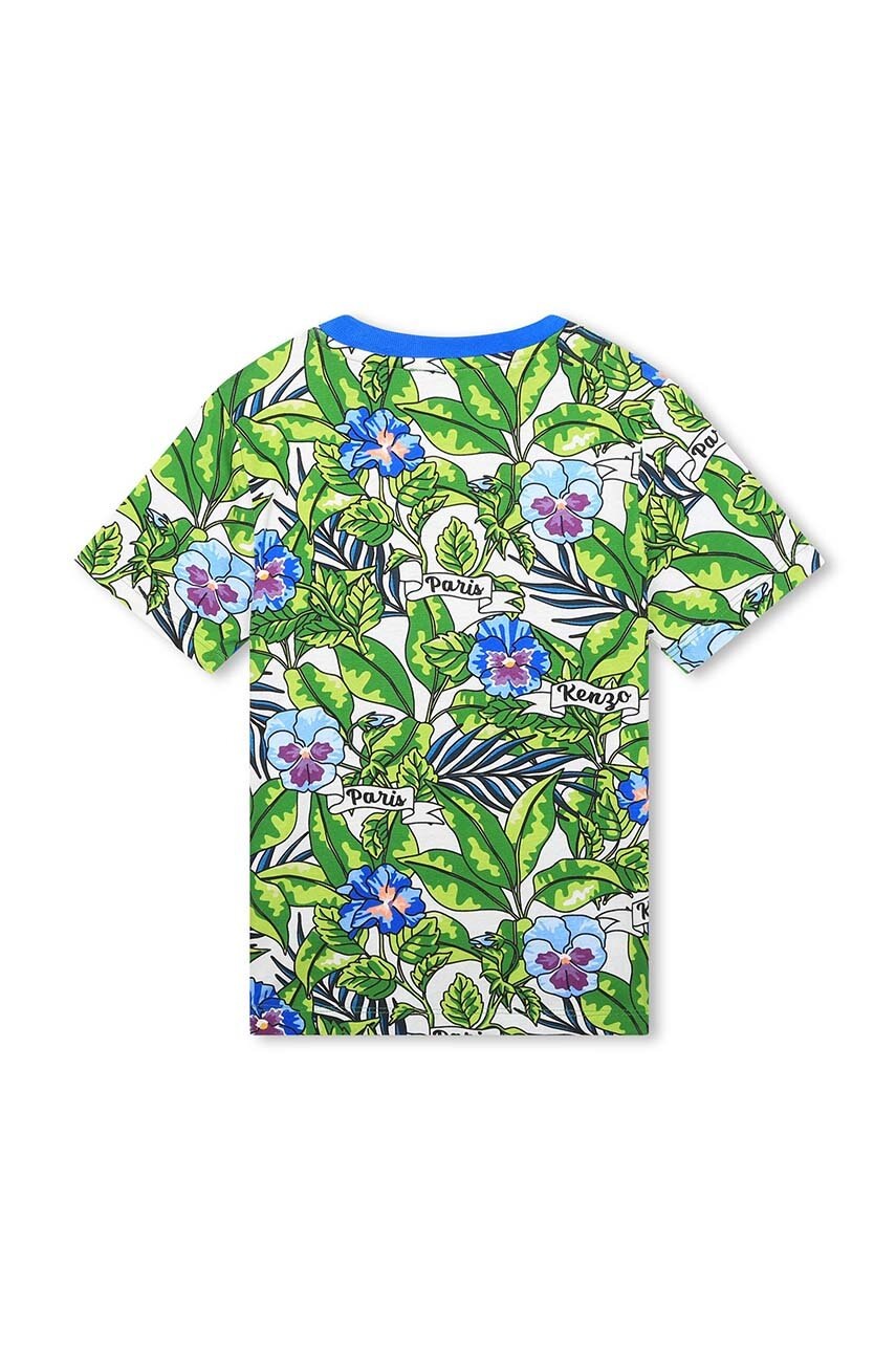 Детская хлопковая футболка Kenzo Kids цвет бирюзовый узорный