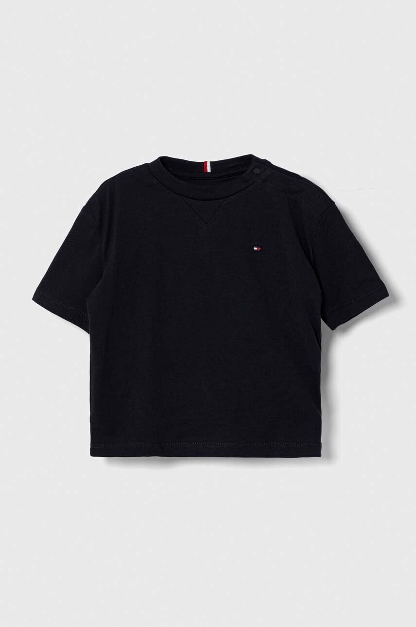 

Дитяча бавовняна футболка Tommy Hilfiger колір чорний однотонний