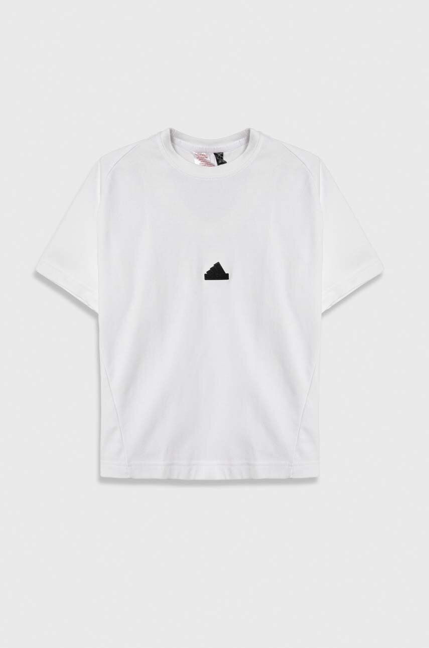 Levně Dětské tričko adidas bílá barva, s aplikací