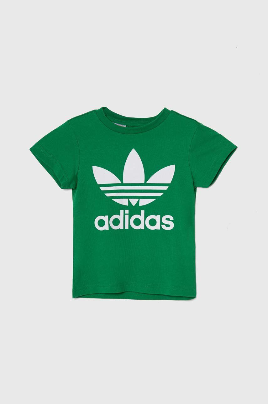 adidas Originals gyerek pamut póló TREFOIL zöld, nyomott mintás