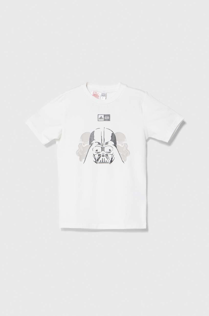 adidas tricou copii x Star Wars culoarea alb, cu imprimeu -