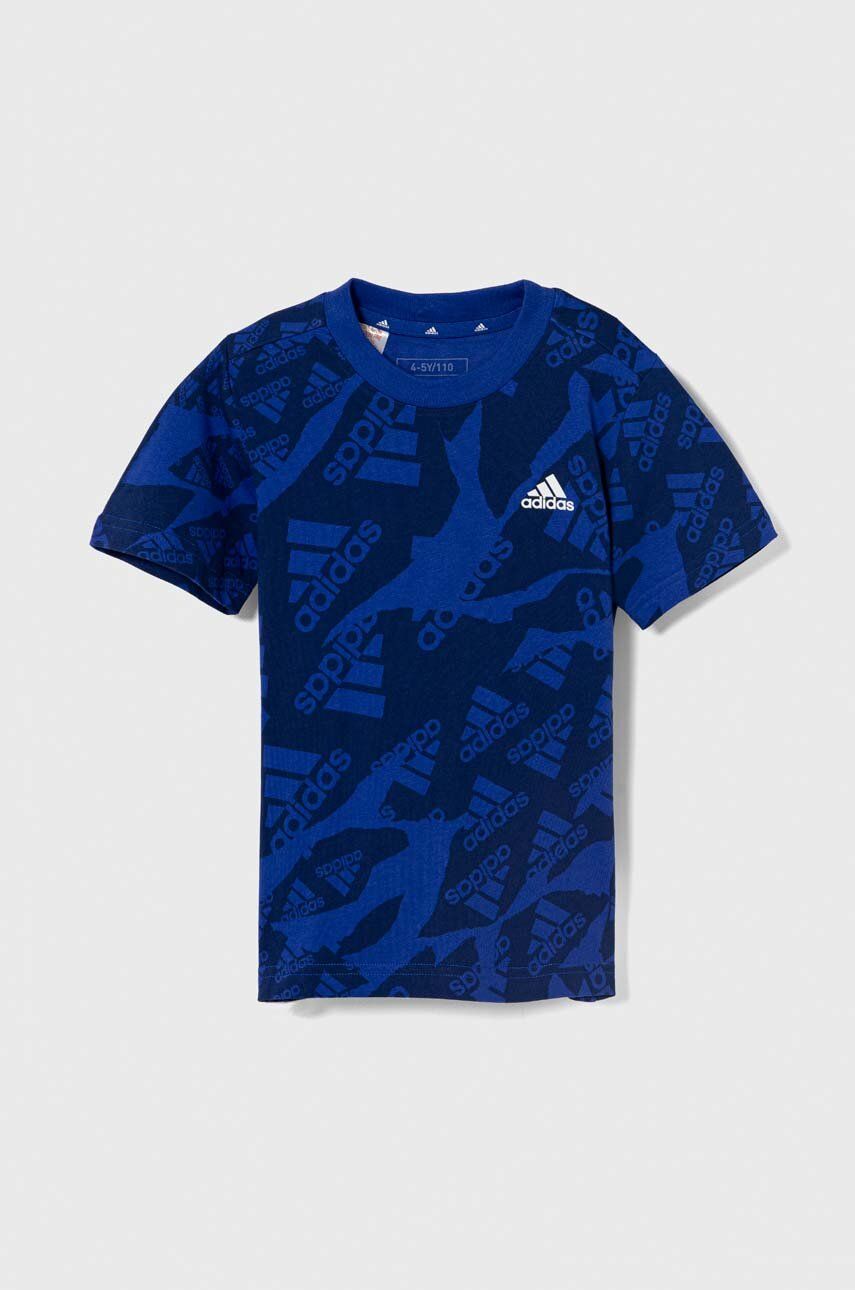 adidas tricou de bumbac pentru copii culoarea albastru marin, modelator