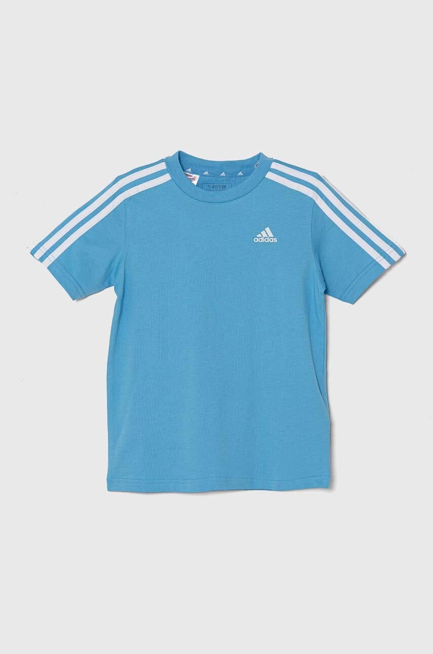

Детска памучна тениска adidas в синьо с апликация, Син