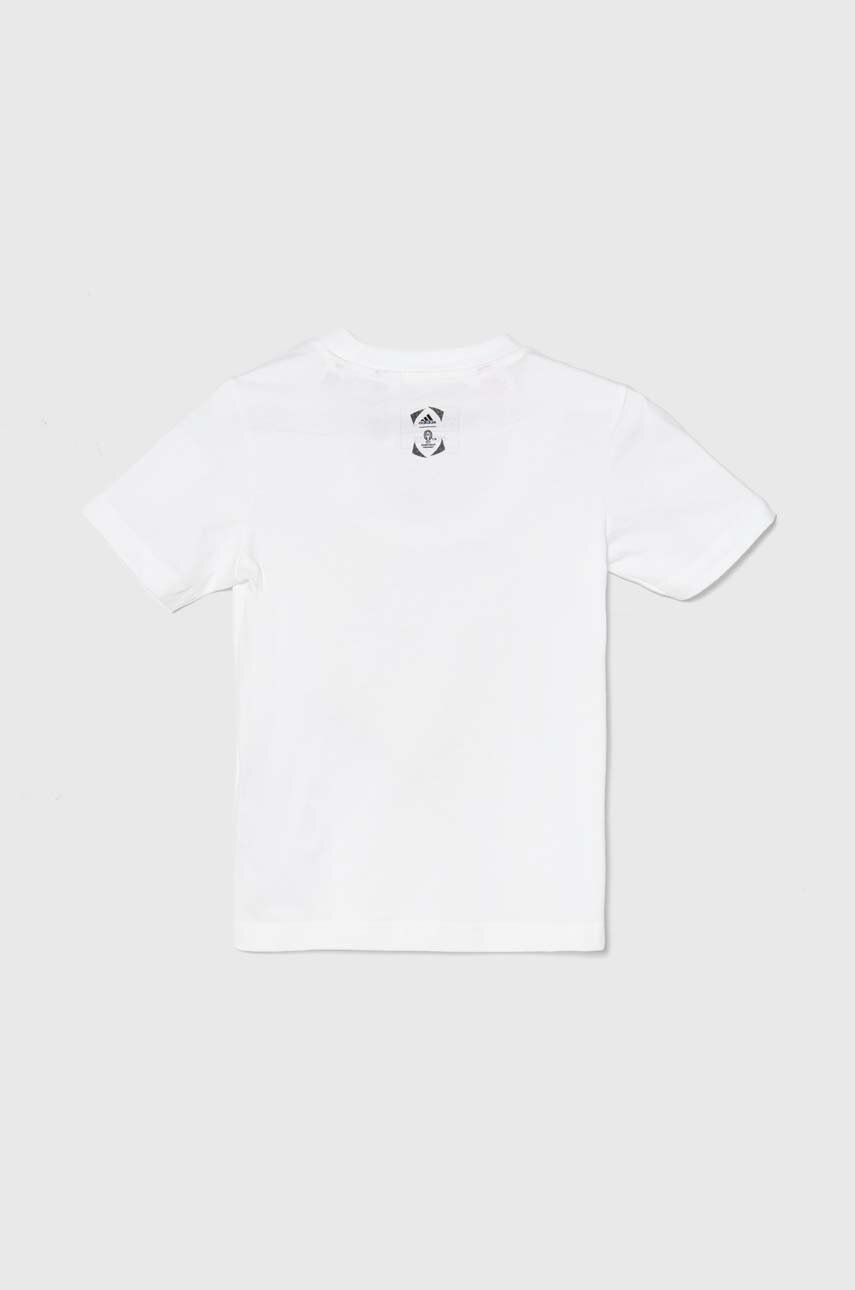 Детская хлопковая футболка adidas Performance x UEFA Euro 2024 цвет белый с принтом