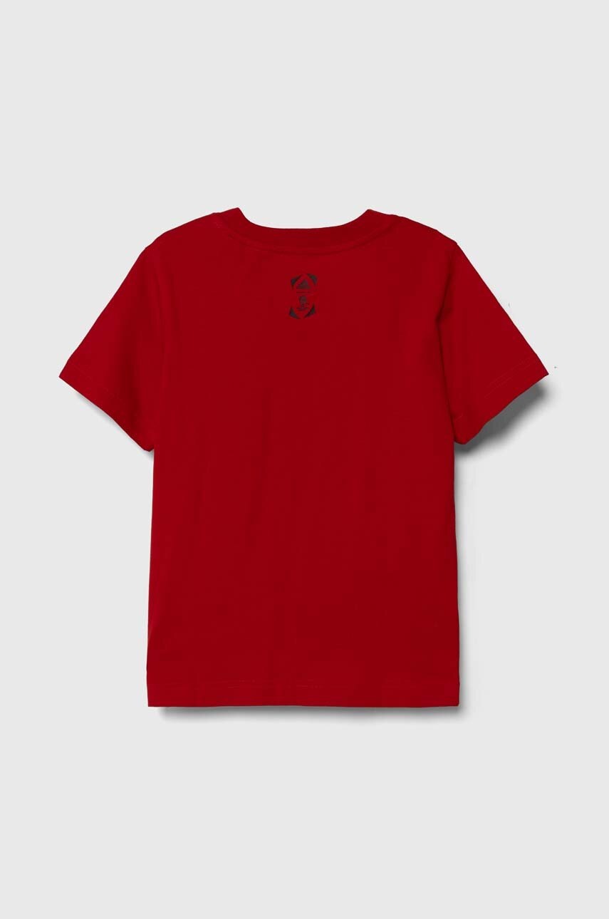 Детская хлопковая футболка adidas Performance цвет красный с принтом Детская хлопковая футболка adidas Performance цвет красный с принтом