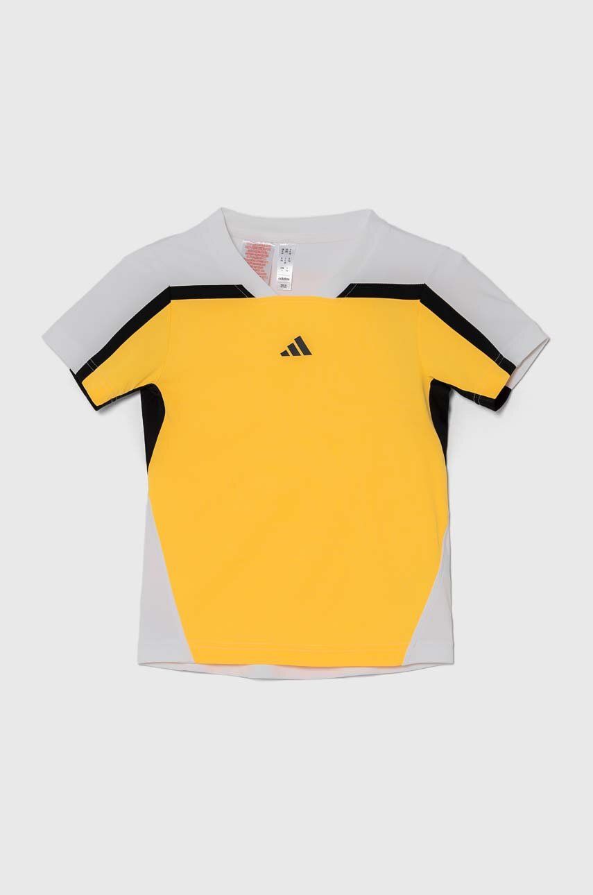 adidas Performance tricou copii culoarea galben, cu imprimeu
