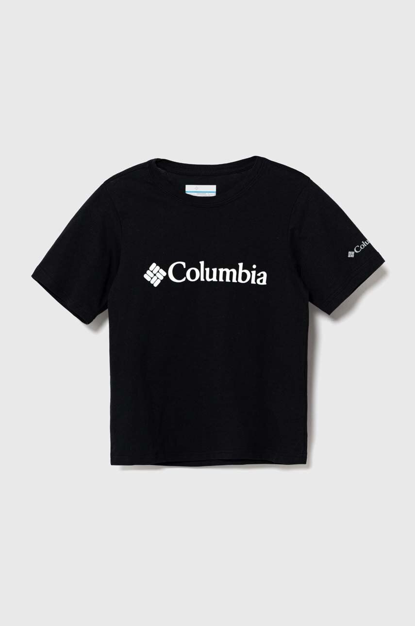 Columbia tricou de bumbac pentru copii Valley Creek Short culoarea negru, cu imprimeu