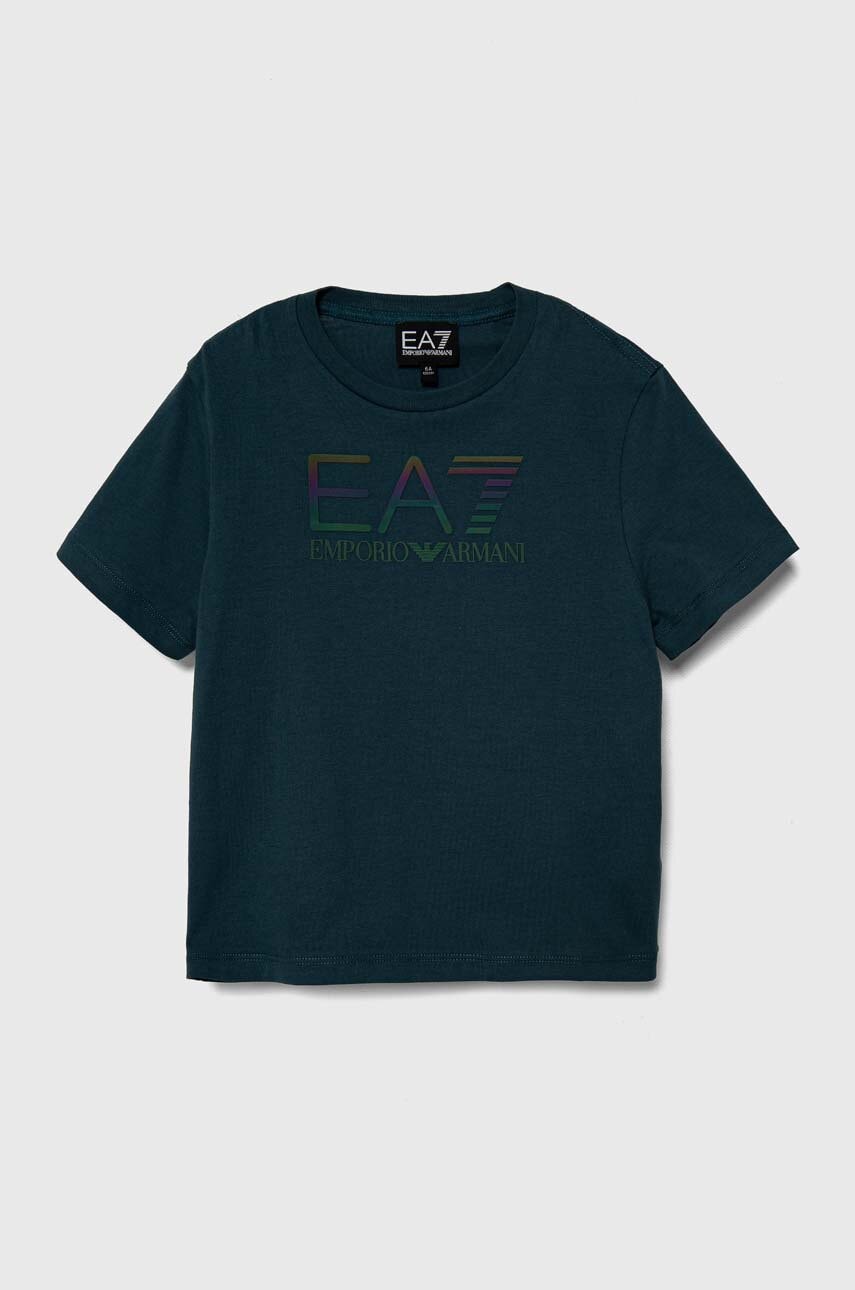 Детская хлопковая футболка EA7 Emporio Armani с принтом Детская хлопковая футболка EA7 Emporio Armani с принтом