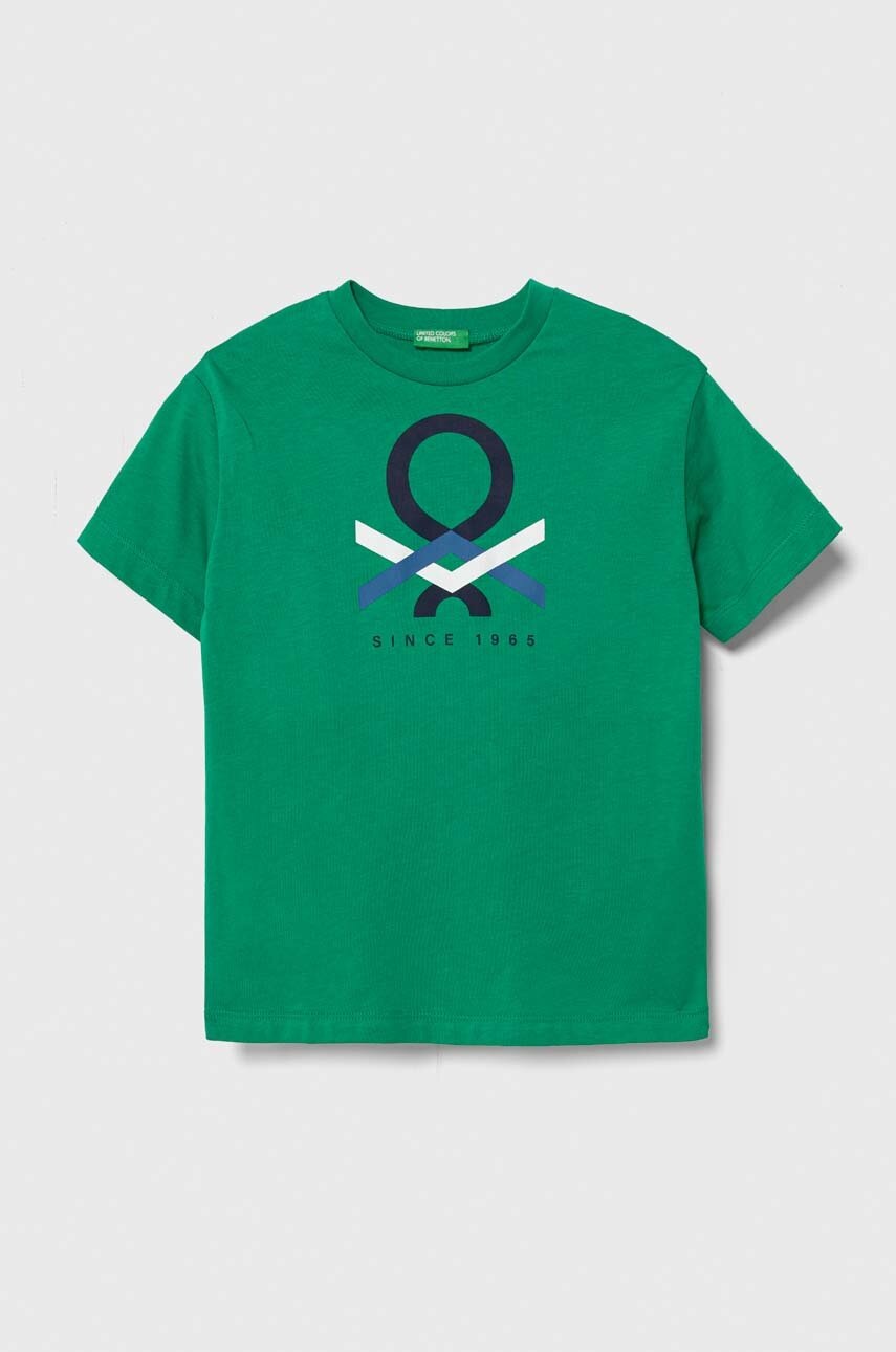 United Colors of Benetton tricou de bumbac pentru copii culoarea verde, cu imprimeu