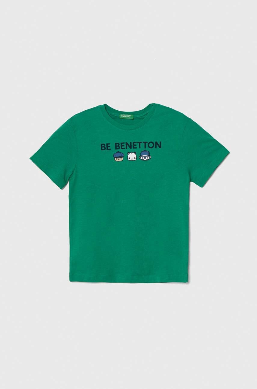 United Colors of Benetton tricou de bumbac pentru copii culoarea verde, cu imprimeu