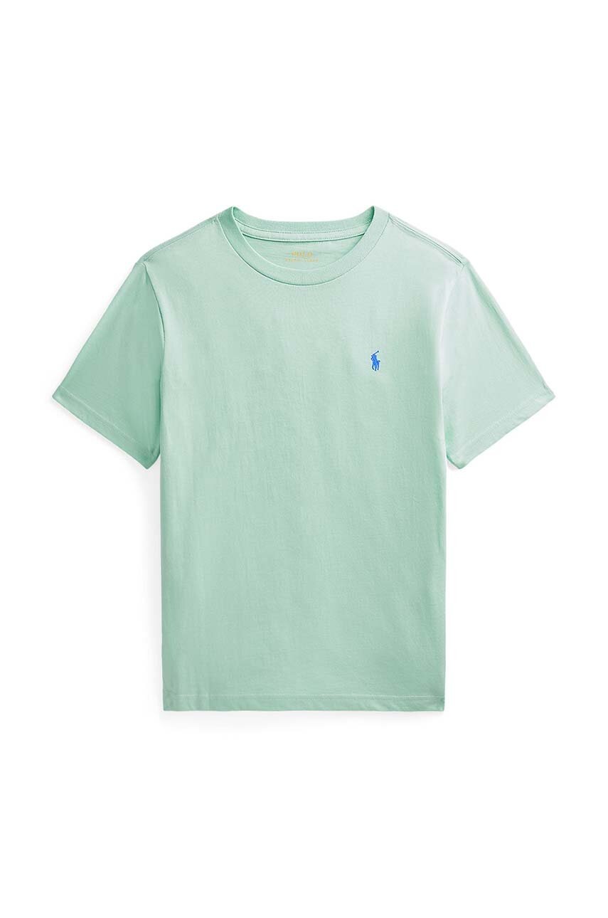 

Детска памучна тениска Polo Ralph Lauren в зелено с изчистен дизайн, Зелен