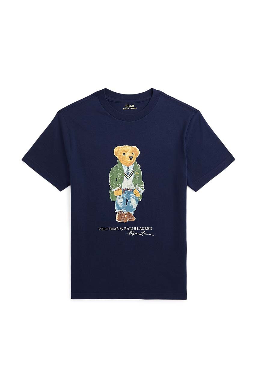 

Детска памучна тениска Polo Ralph Lauren в тъмносиньо с принт, Тъмносин