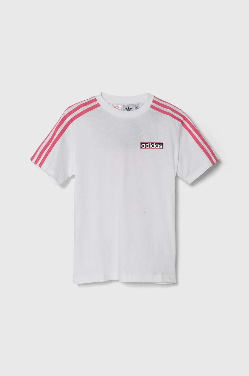 adidas Originals tricou de bumbac pentru copii culoarea alb, cu imprimeu adidas Originals tricou de bumbac pentru copii culoarea alb, cu imprimeu