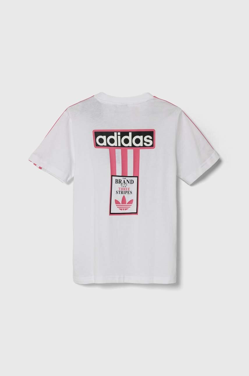 Детская хлопковая футболка adidas Originals цвет белый с принтом