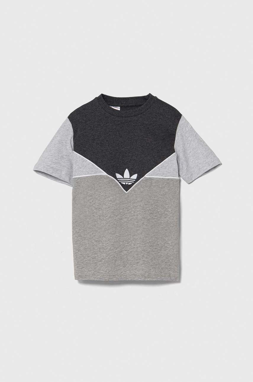 adidas Originals tricou de bumbac pentru copii culoarea gri, modelator