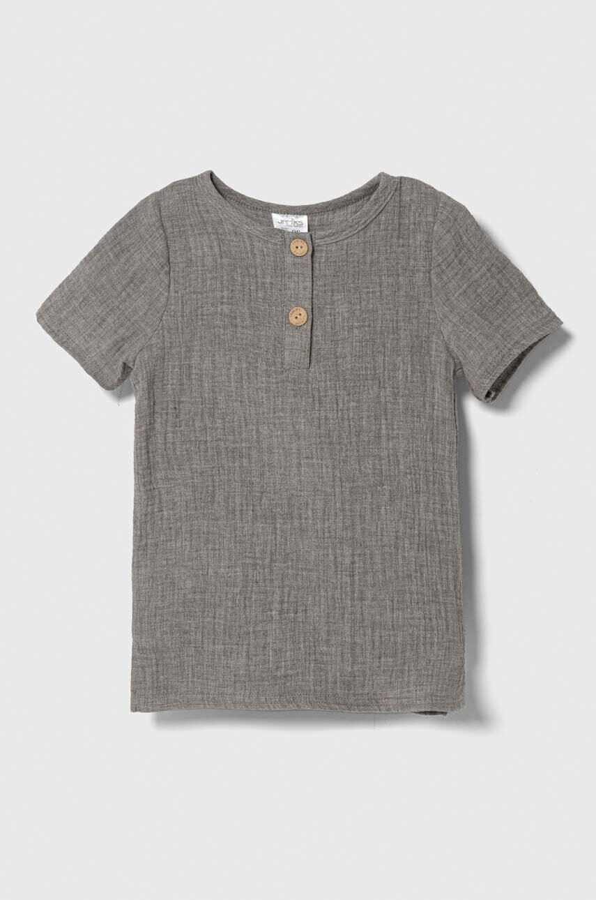 Jamiks tricou copii culoarea gri, neted