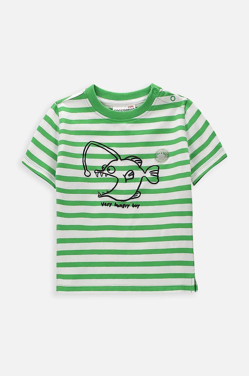 Kratka majica za dojenčka Coccodrillo zelena barva