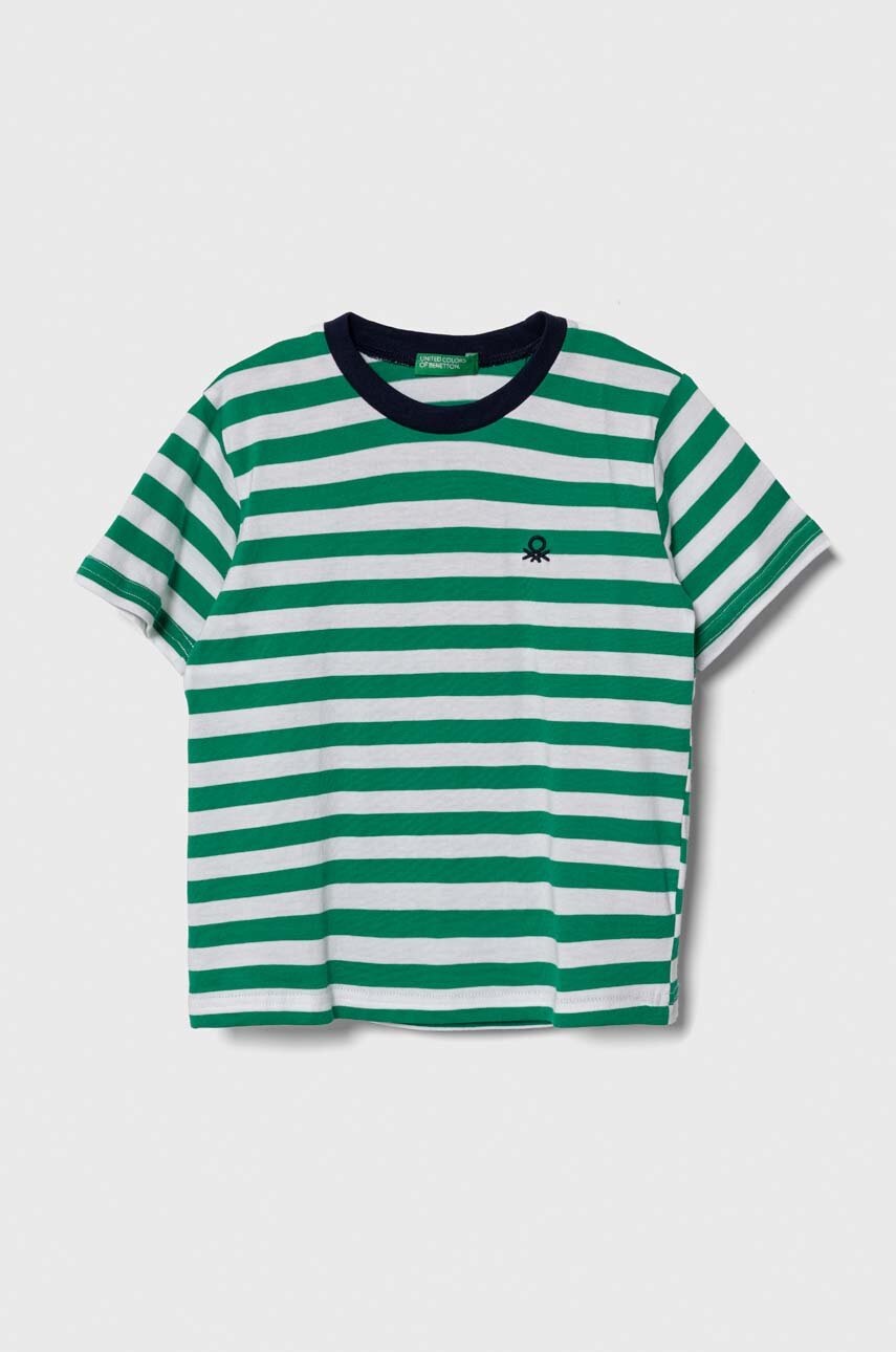 United Colors of Benetton tricou de bumbac pentru copii culoarea verde, modelator