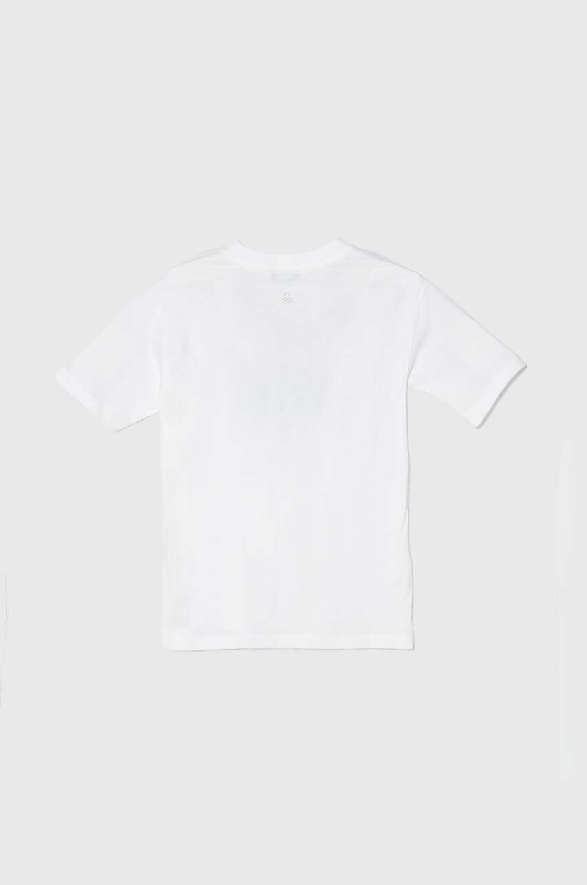Детская хлопковая футболка United Colors of Benetton цвет белый с принтом