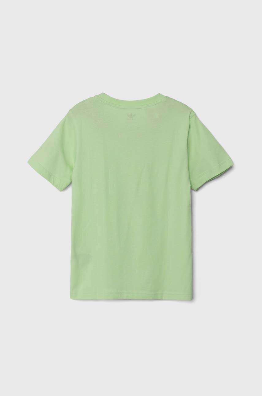 Детская хлопковая футболка adidas Originals цвет зелёный с аппликацией