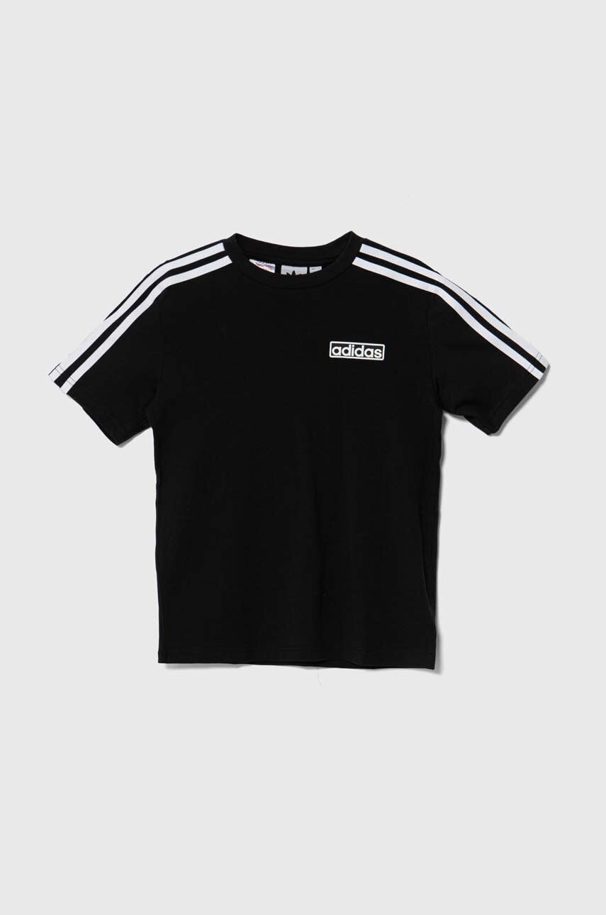 adidas Originals tricou de bumbac pentru copii culoarea negru, cu imprimeu