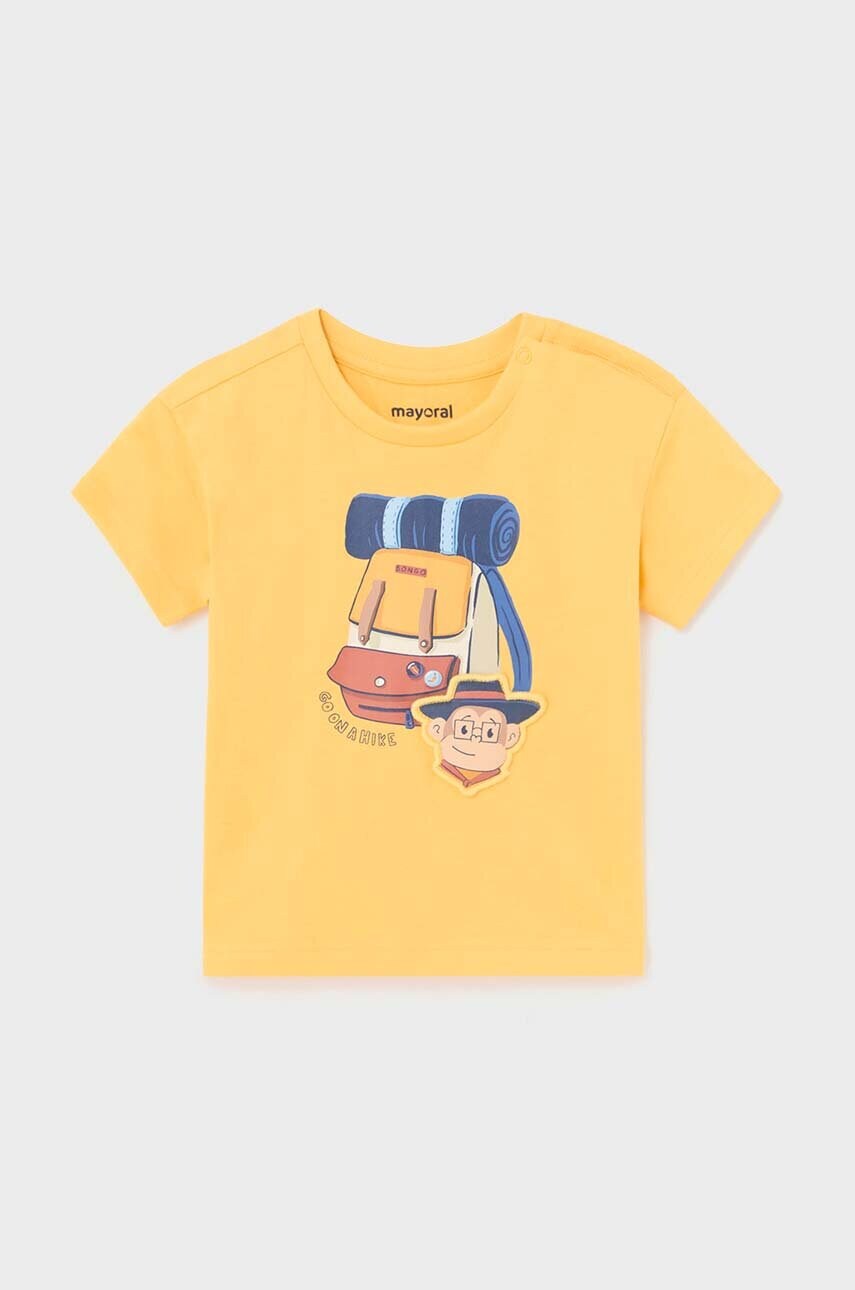 Mayoral tricou din bumbac pentru bebelusi culoarea galben, cu imprimeu