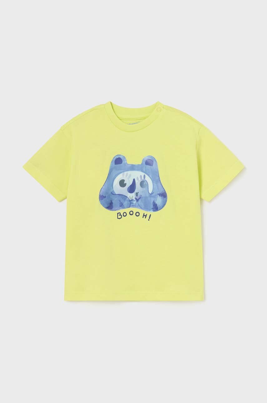 Mayoral tricou din bumbac pentru bebelusi culoarea verde, cu imprimeu